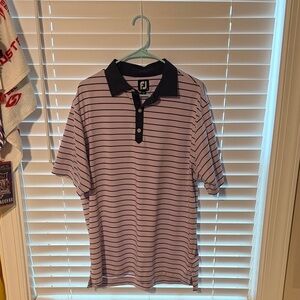 FootJoy Men's Polo Shirt - Navy and Lavender Stripes
